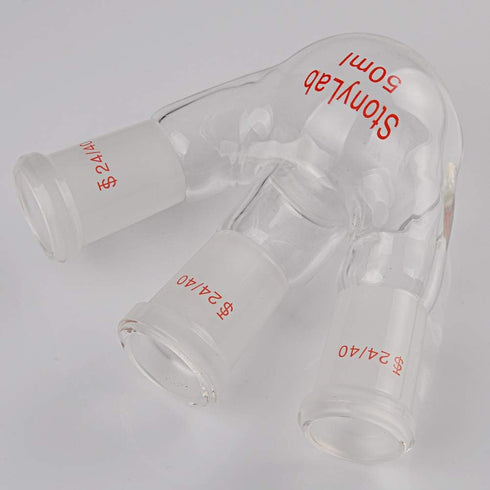 StonyLab Glass 50ml Heavy Wall 3 Neck Round Bottom Flask RBF, 24/40 Center and Side Standard Taper Outer Joint