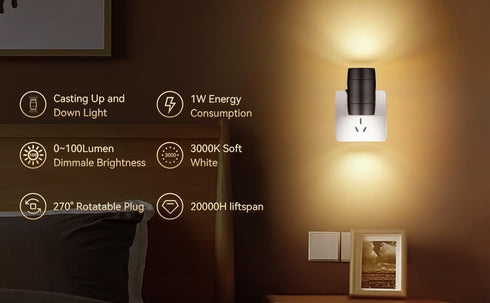 Generic 270 Smart Light Sensor Plug-in Night Light | Brightness Adjustable | Rotation | Automatic Induction |