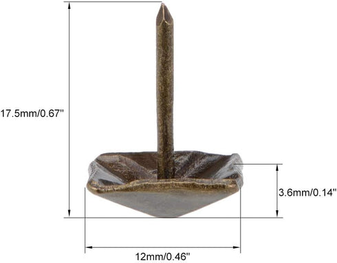uxcell 12mm Square Head Upholstery Nails Tacks - Antique Furniture Pins, Bronze Tone, 20 Pcs