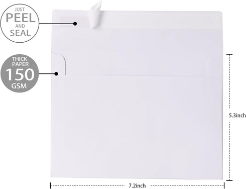 White Envelopes, 50 Pack, 5 x 7 Inch, A7 Envelopes, Card Envelopes, Large White Envelopes, Wedding Envelopes, Invitation Envelopes, Greeting Card Mailing Envelopes, Postcard Envelopes by Janvale