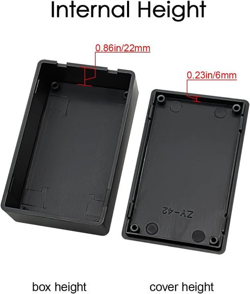 LeMotech 5 Pieces Plastic Project Box - ES Junction Case for Electronic Project, Black 3.15 x 1.97 x 1.02 inch