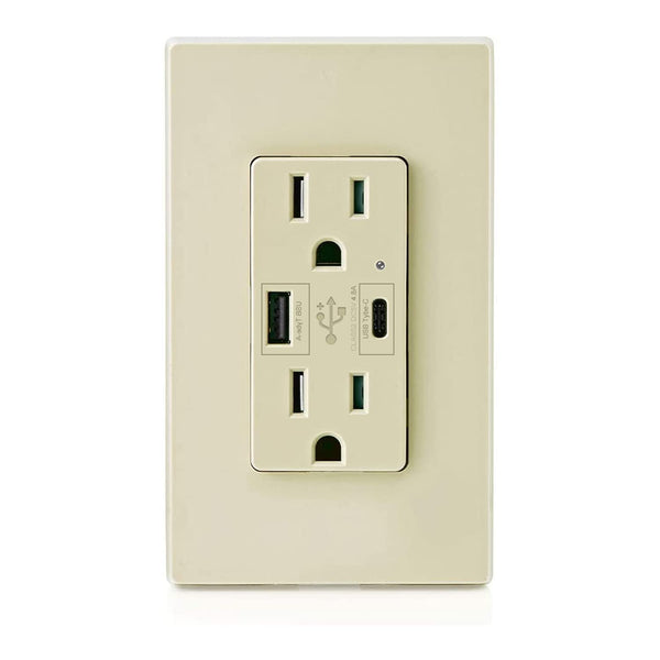 Micmi USB Outlet with C + A Wall Dual High Speed Receptacle, 15Amp 125Volt, Smart 4.8A Fast Charging, Tamper Resistant,