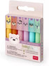 LEGAMI Teddy’s Style Set, 6 Mini Highlighters, Yellow, Peach, Pink, Lilac, Light Blue, Light Green for Highlighting