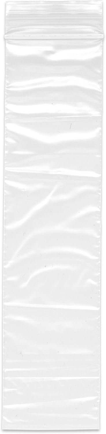 Plymor 2" x 8" Zipper Reclosable Plastic Bags, Pack of 200, 2 Mil