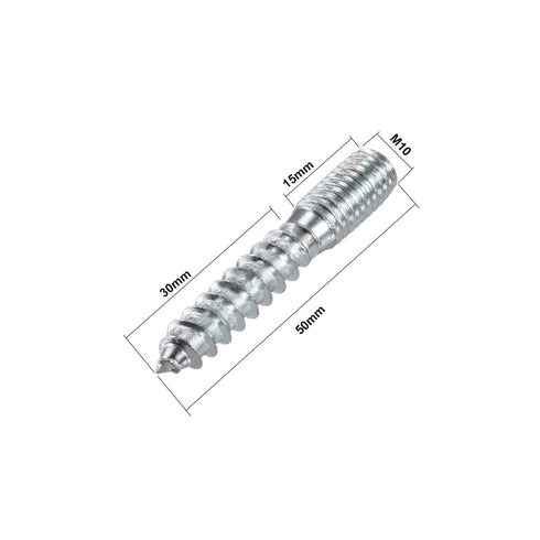 uxcell M10 Hanger Bolts, 2" (50mm) Double Headed Bolts for Wood Joint Furniture Legs - 8pcs