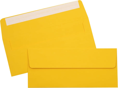 LUXPaper #10 Business Envelopes, Peel & Press, 4 1/8" x 9 1/2", Sunflower Yellow, 80lb Text, 50 Qty