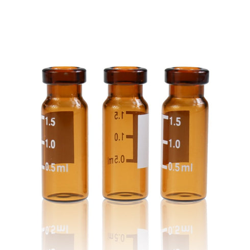 Amber Glass Crimp Top Vial, 2 mL, 11 mm Wide Opening, 12 mm x 32 mm, Pack of 100