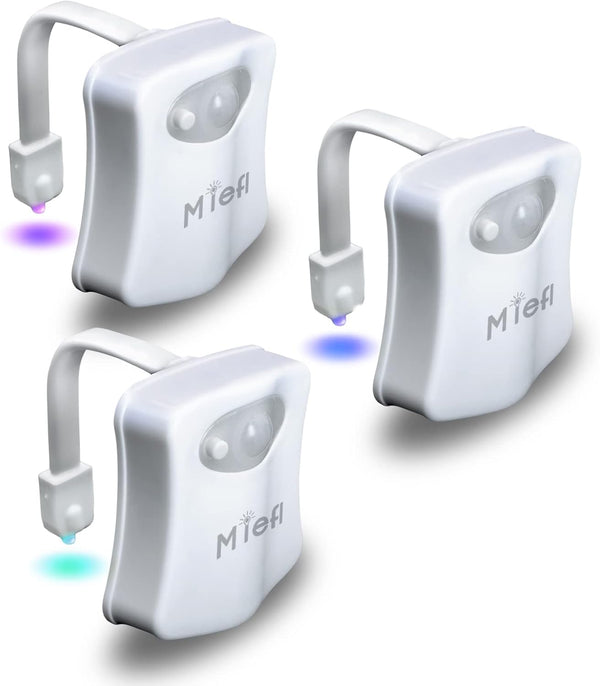 MIEFL Toilet Light Motion Sensor Activated 16 Colors Changing, 3 Pack LED Toilet