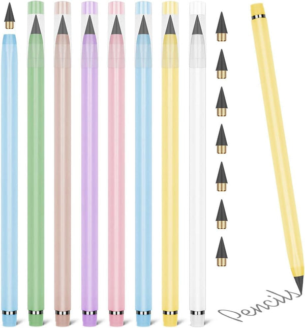Infinity Pencil, 7PCS Inkless Magic Pencil with Extra 7 Erasers & Replaceable Nibs for Writing & Drawing