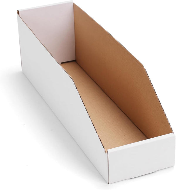 EXYGLO Cardboard Storage Bins 35 Pack, 15x4x4.5 Inch Cardboard Boxes, Corrugated Organizer Bins for Pantry, Shelves,