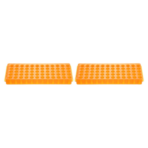 YOKIVE 2Pcs Double Panel Polypropylene Test Tube Rack Holder for 0.2ml, 0.5ml, 1.5ml, 2ml Lab Test Tubes (Orange,