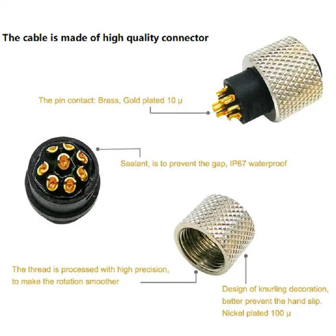 M12 5 Pin Sensor Cable, Male to Female A-Coding Industrial Waterproof Cable for Automation Control (78.74''/2M)