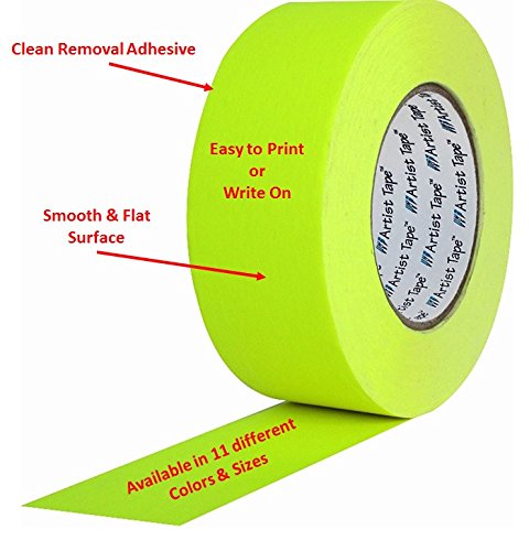 ProTapes Artist Tape Flatback Printable Paper Board Tape, 60 yds x 1" Width, Green (Pack of 1)