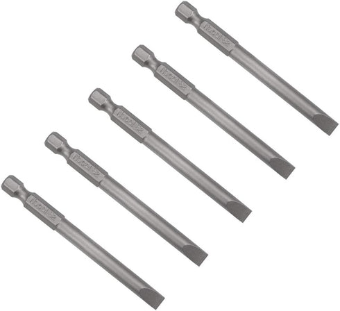 uxcell 5 Pcs 6mm Slotted Tip Magnetic Flat Head Screwdriver Bits, 1/4 Inch Hex Shank, 3-inch Length S2 Tool