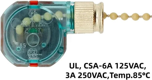 JUSTAUS 3position 4 3089TB) Home Ceiling Fan Light Lamp Replacement Parts Wire Pull Chain Control Switches
