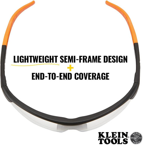 Klein Tools 60159 Safety Glasses, Protective Eyewear, Semi Frame, Scratch Resistant, Anti-Fog, Clear Lens