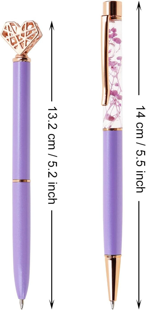 PENTA ANGEL Ballpoint Pens Set 4Pcs Black Ink Metal Glitter Roller Ball Pen Fancy Girly Gift Pens for Women Girls Wedding Office Back to School (Purple) by PENTA ANGEL