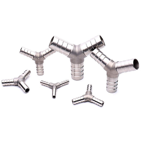 Stainless Steel 5/16" Hose Barb Y Barbed Fitting, 3 Way Wye Adapter with 3pcs Hose Clamps