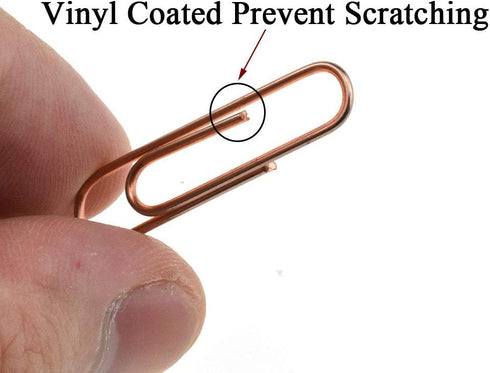 HAHIYO Rose Gold Paper Clips - 1.3" (33mm) Length, Vinyl Coated, 120 Pack for Home Office School
