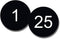 NapTags Circle Numbered Vinyl Decal Stickers, 1.5 inches x 1.5 inches (Black with White Numbers, 1-25)