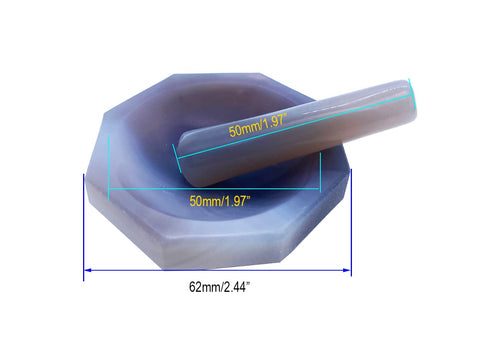 Lab Grinding Natural Agate Mortar and Pestle Set - 50MM 1.97" Standard Form, Inner Diameter 50mm