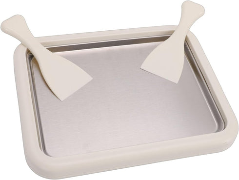 2 Frozen Rolled Ice Cream Maker Machine with Stainless Steel Tray & Scrapers for Homemade Soft Serve, Yogurt, Slushies