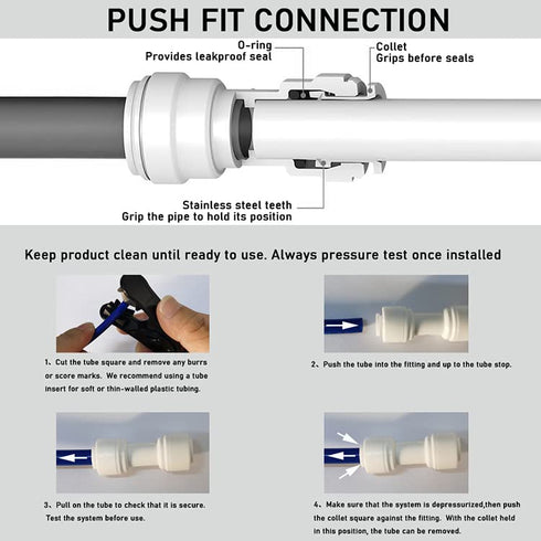 Malida Acetal Copolymer Tube Fitting, Reducing Straight Union, 3/8" x 1/4" Tube OD, Pack of 10
