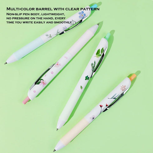 DUNBONG Flower Style Water-based Neutral Pen - 0.5mm Fine Point Gel Ink Ballpoint Pen - Pack of 4