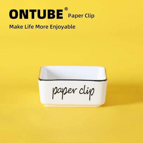 Ceramic Farmhouse Paper Clip Holders for Desk, 3.3-Inch (White)