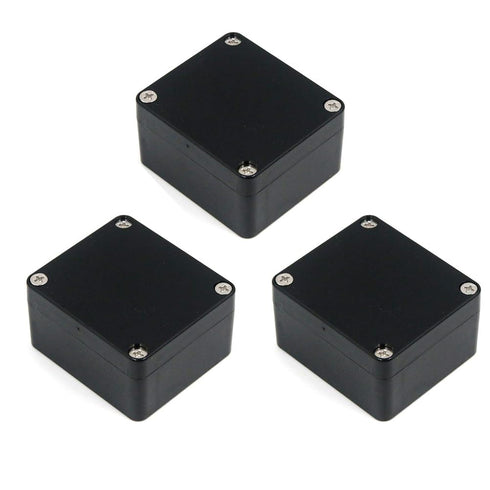 YXQ 63x58x35mm Waterproof Electric Project Case Junction Box with Cover, Black Plastic, 3-Pack