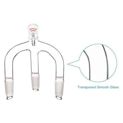 stonylab Glass Vacuum Receiving Adapter, Borosilicate Glass Distillation Apparatus with 24/40 Standard Joint