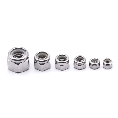 EASTLO 10# 24 304 18-8 50 Pack Nylon Insert Hex Lock Nuts Stainless Locknuts, Hex Drive, Bright Finish, Stainless Steel