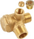 3-Port Brass Check Valve M10*1 x G3/8 Male x G1/2 Male Threaded Pneumatic Air Compressor Valve
