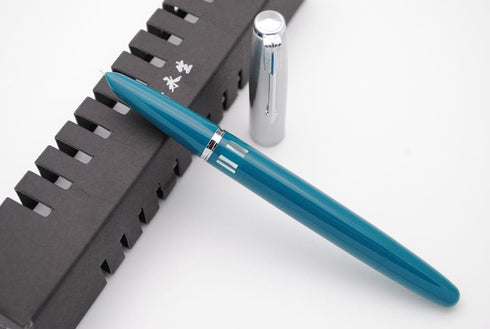 czxwyst 601 Steel Cap Vacumatic Fountain Pen - Blue-Green with Ink Window