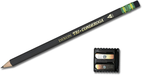 Ticonderoga Tri-Conderoga Triangular Pencils, Wood-Cased #2, Soft Touch Comfort Barrel, Black, 12-Pack (22500)
