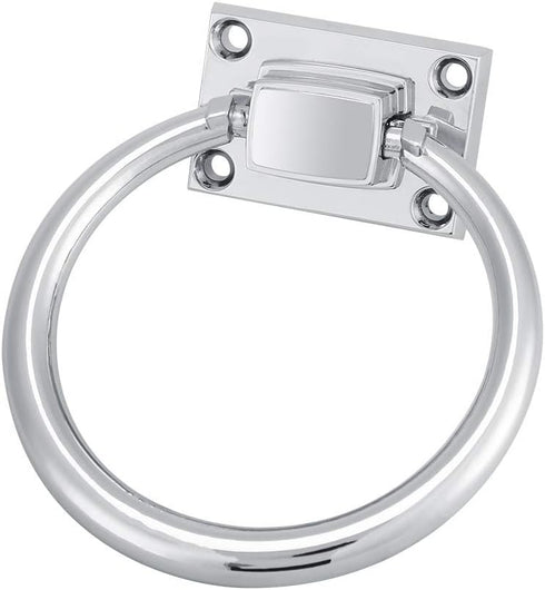Gsycle (111x56x38mm) Stainless Steel Drop Pull Handle, Shiny Silver Chair Back Ring Pull with Screws for Cabinet, Door