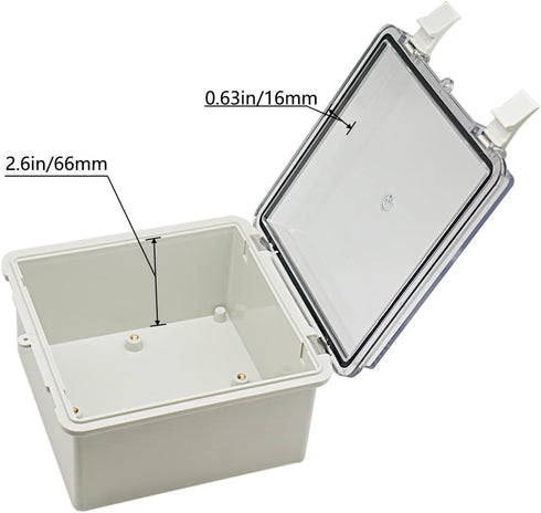 Zulkit Junction Box, ABS Plastic Dustproof Waterproof IP65 Electrical Box, Hinged Shell, Outdoor Universal Project