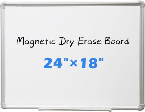 DEVELOP Magnetic Dry Erase Board 18 x 24 Inch, White Board with Silver Aluminium Frame for Wall Hanging