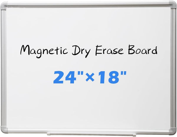 DEVELOP Magnetic Dry Erase Board 18 x 24 Inch, White Board with Silver Aluminium Frame for Wall Hanging