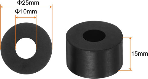 32pcs Rubber Spacer 1 Inch OD 0.4 Inch ID 0.6 Inch Thick Neoprene Round Anti Vibration Isolation Pads for Home Cars