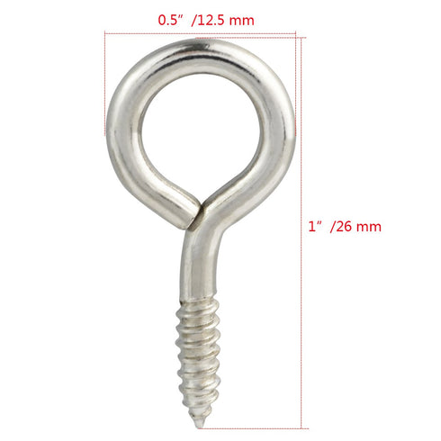 100pcs Small Screw Eye Shape Hanging Screw Hooks, 1" Lag Thread Self-Tapping Eyebolt Ring