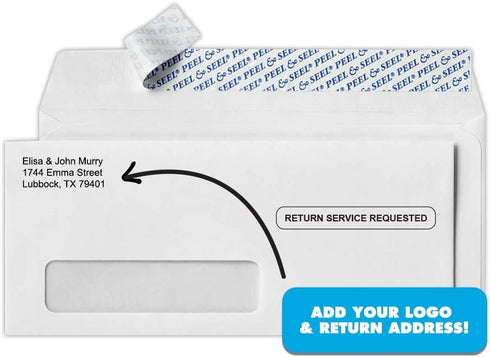LUXPaper #10 Business Window Envelopes, Return Service Requested, Peel & Press, 50 Qty
