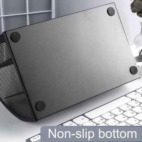Metal Mesh Desk Organizer - Stationery Pen Holder, Pencil Pot, Makeup Brush Organizer for Home Office (Black)
