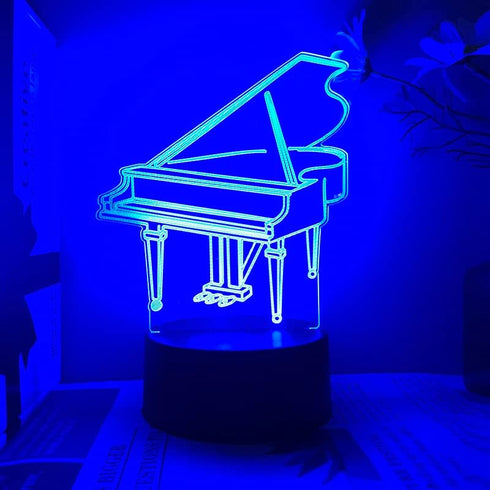 Jinnwell 3D 16 Piano Night Light Lamp Illusion Color Changing Table Desk Decoration Lamps Acrylic Flat ABS Base USB