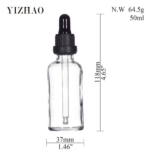 YIZHAO Clear Glass Dropper Bottle 2oz, Tincture Bottles with Glass Dropper, for Essential Oils, 6 Pcs