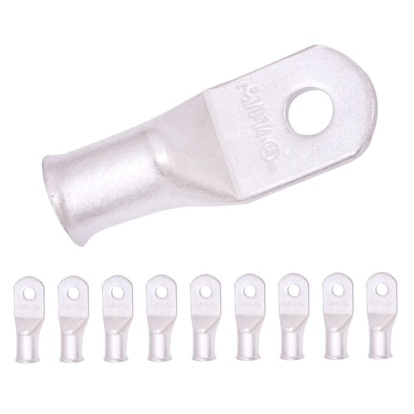 SELTERM 10pcs 1/0 AWG Tinned Copper Wire Lugs, Heavy Duty Battery Cable Ends, UL Marine Grade Connectors