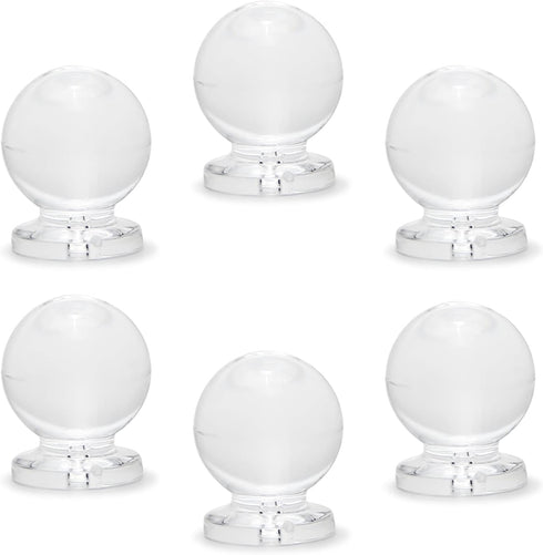 MroMax 6Pcs Tiny Pull Handle Round Acrylic Knob - 16mm Diameter Clear Shiny Knob