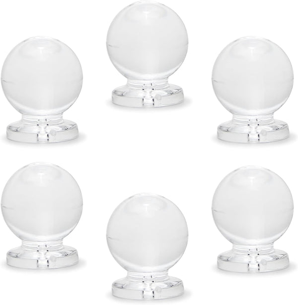 MroMax 6Pcs Tiny Pull Handle Round Acrylic Knob - 16mm Diameter Clear Shiny Knob