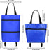 YASYU 2 1 Foldable Shopping Trolley with Wheels - in Reusable Grocery Tote Bag - Blue