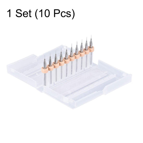 uxcell PCB Drill Bits, 0.2mm Tungsten Carbide Rotary Tool, 1/8 Inch Shank, 1 Set (10 Pcs)